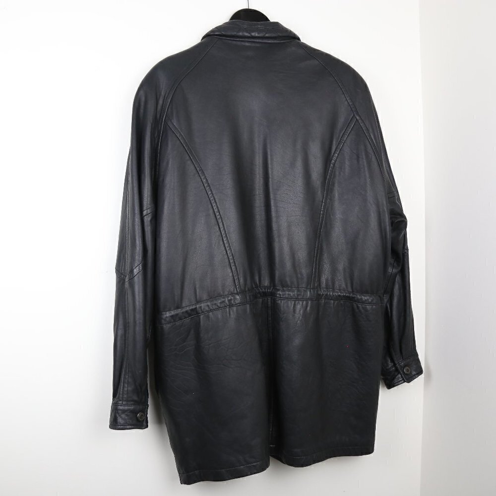 Danier Vintage Leather Olefin Oversized Filled Men's Jacket 80s Black - Picture 11 of 11